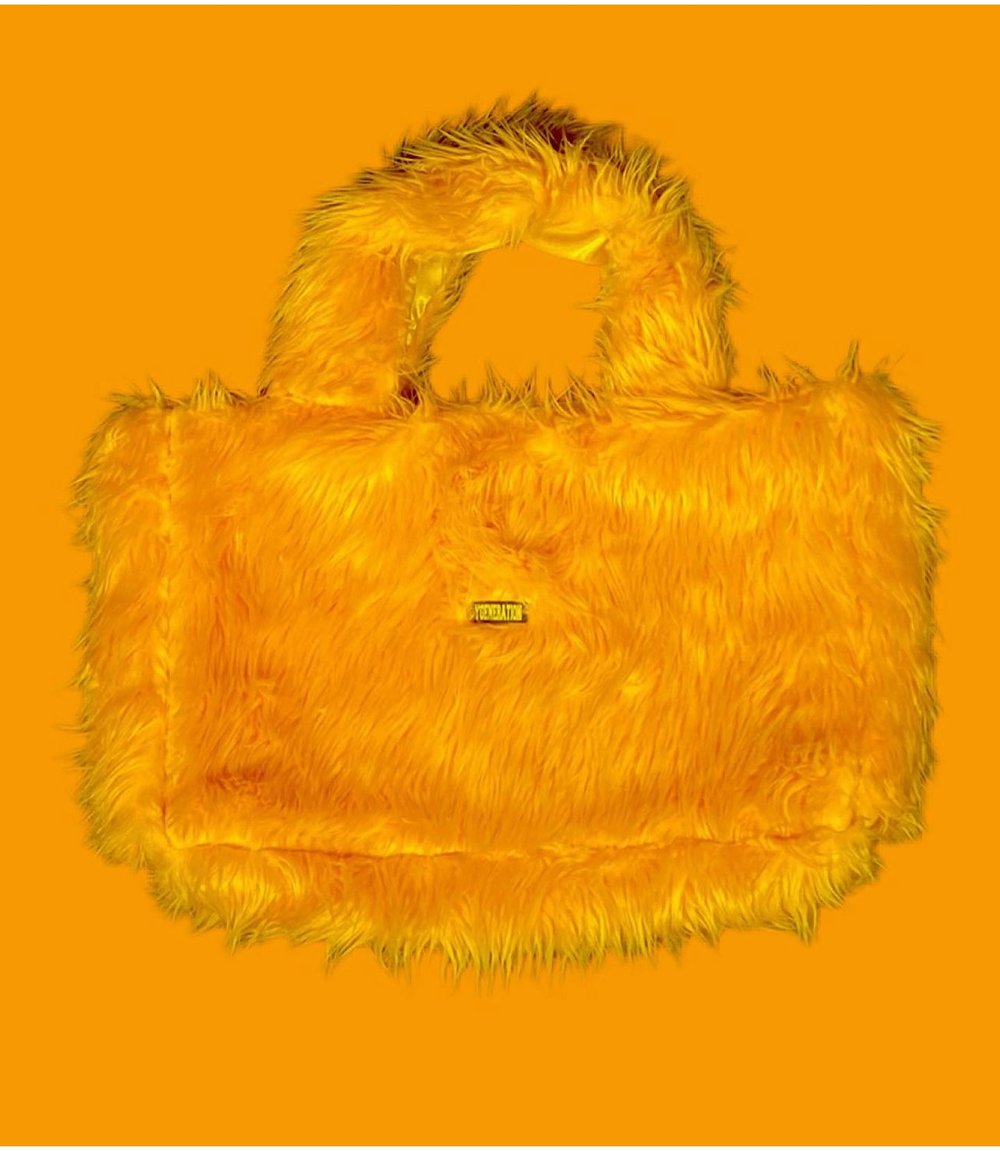 Image of Electric yellow faux fur bag 