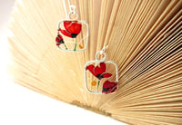 Image 2 of Red Poppies Silver Earrings
