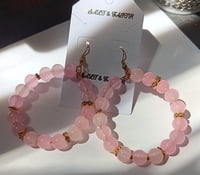 Image 3 of Pink & Gold Hoop Earrings 