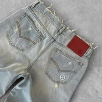 Image 4 of Straight Jeans Distressed Men Jean Ripped Holes Washed Denim Pants Ankle Length Loose Solid Zipper F
