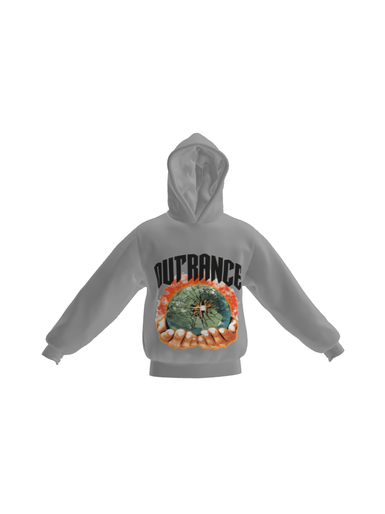 Image of OUTRANCE GREY “ WORLD DESOLATION “ HOODIE