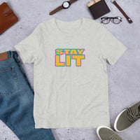 Image 4 of STAY LIT GOLD/PINK/BLUE Short-Sleeve Unisex T-Shirt