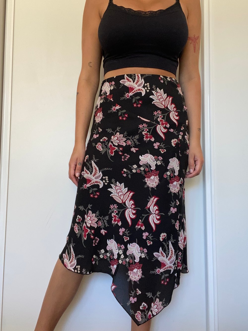 Image of Y2K Pink Floral Midi Skirt 