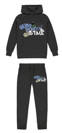 Image 1 of GRIND,INVEST, STACK 3.0-BLACK TRACKSUIT