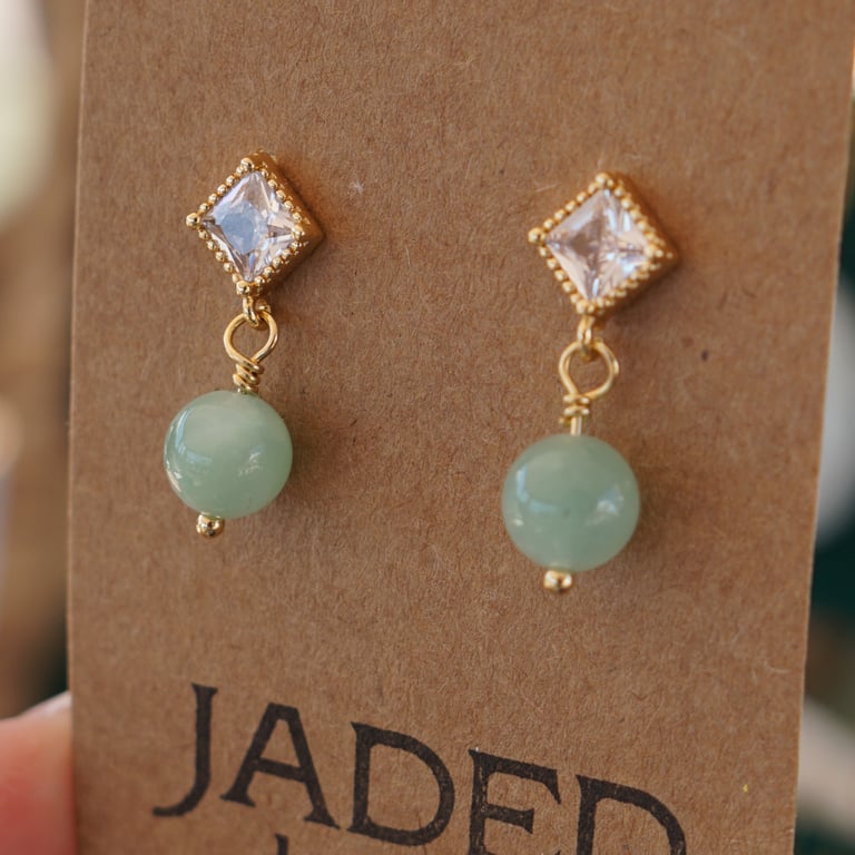 cz jade drop earrings Image 2