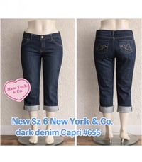 Image 1 of  New Sz 6 New York & Co. dark denim Capri #655*1.0