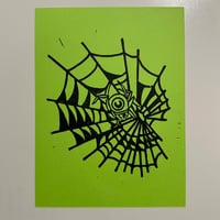Image 3 of Skull Web Linocut Prints 