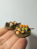 Miniature sushi 1:12 scale on wooden board