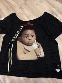 2x lil Wayn off shoulder lace destroyed