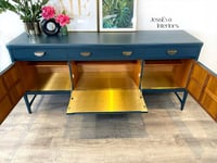 Image 6 of Mid century modern Upcycled dark teal Nathan Squares SIDEBOARD - DRINKS CABINET - TV UNIT