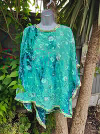 Image 7 of Poncho Woodstock Top -free size green