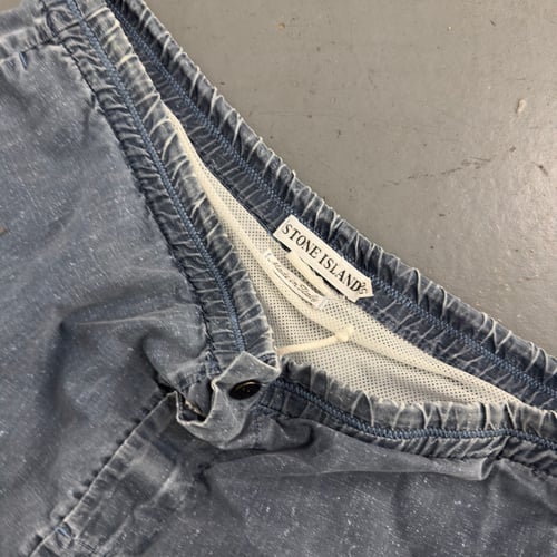 Image of SS 1995 Stone Island swim stencil spellout swim shorts, size large