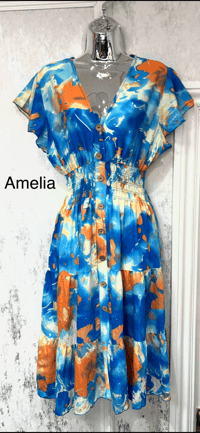 Amelia - Angel Sleeve Midi Dress