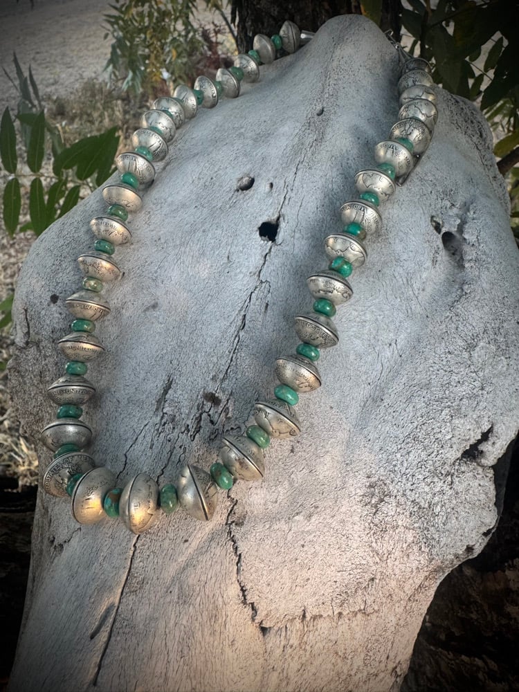Image of Mercury Dime & Kingman Turquoise Necklace