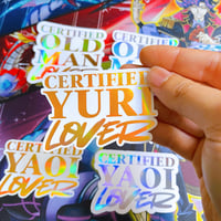 Image 3 of Gold/silver holographic foil sticker for certified yaoi, yuri, or old man lovers