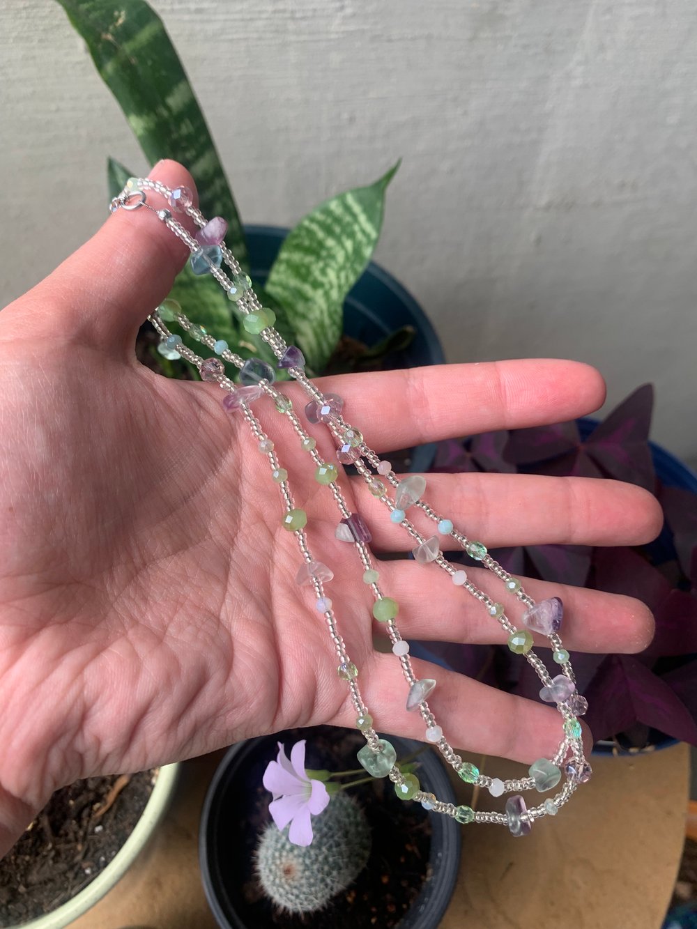 sparkly beaded flourite necklace