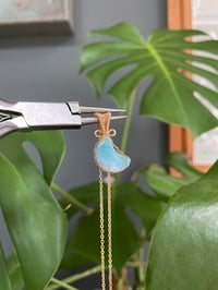 Image 2 of Gold Dainty Larimar Moon Crystal Necklace