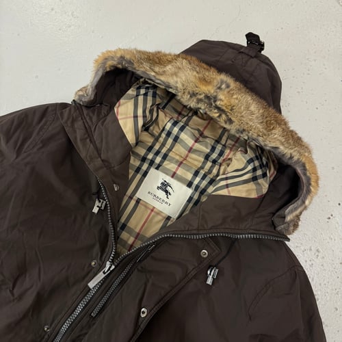 Image of 2000s Burberry Nylon Hooded Bomber Jacket, Size Medium