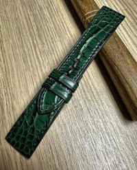 Image 2 of Double Green Alligator Watch Strap - Horizontal Cut