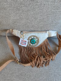 Image 1 of Fur baby bum bag - cream with turquoise stone