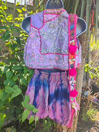 Image 3 of Mini cropped Mykonos Jeweled Waistcoat- pink upto size 10