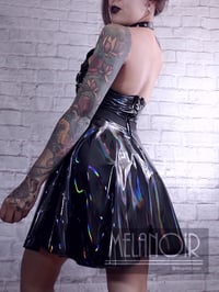 Image 2 of Black Holo Lace Up Skater Dress (made to order)