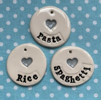 Image 3 of Handmade Ceramic 'Tea, Coffee, Sugar' or 'Pasta, Spaghetti and Rice' set of tags