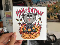 Image 5 of Hail Satan Cat - Art Print