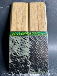 Image 2 of Giraffe Bone & Green GLOW Carbon Fiber Segmented Knife Scales