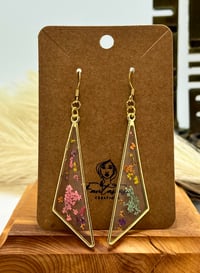 Image 2 of Delicate dried flower and resin earrings 