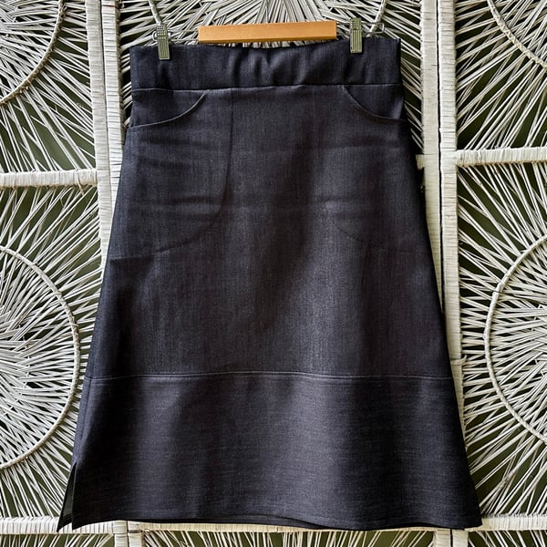 Image of Long Linea Skirt - Blue denim