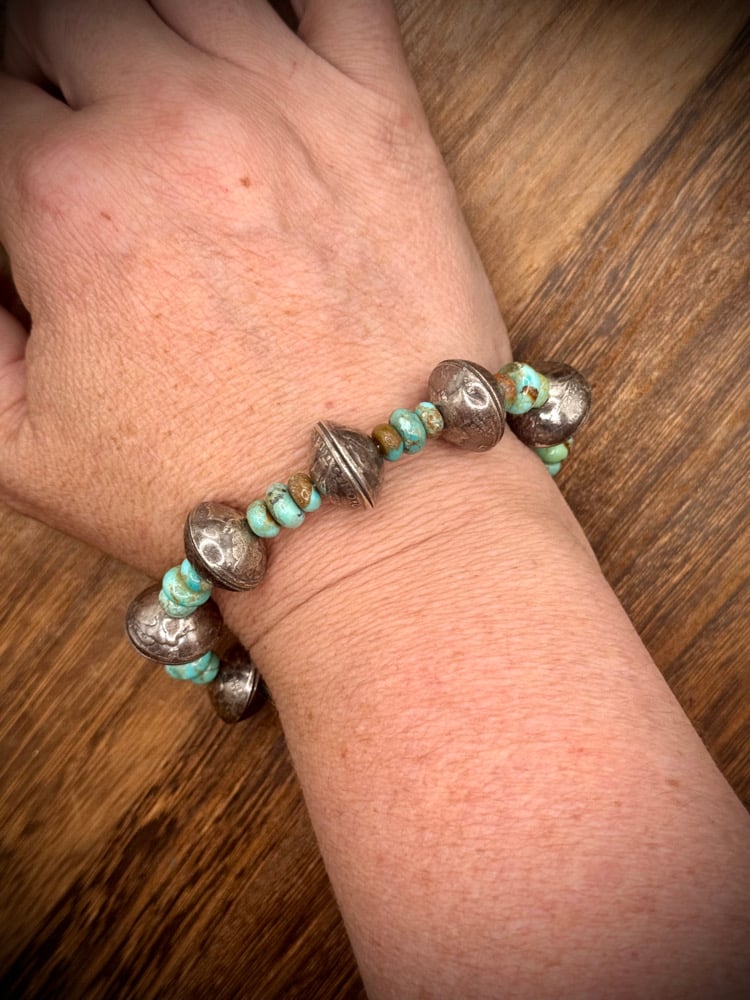 Image of Mercury Dime Bracelet with Kingman Turquoise beads
