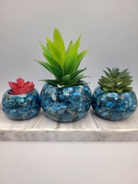 Image 1 of Handmade Resin Bowl with Blue Apatite Crystals | Planter | Candle Holder - 3 Sizes