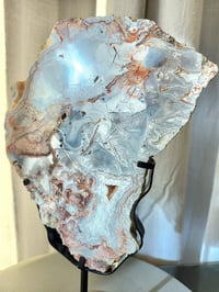 Image 1 of 3.7lb Crazy Agate Rough Edge Crystal Slab with Custom Stand