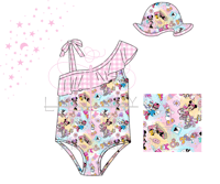 PRE ORDER ONLY Girls Minnie swimsuit and hat 