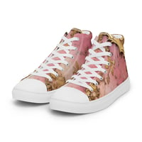 Image 11 of Pastel Pink Tattered Texture Gold Goth Lolita Baroque Inspired Women’s high top canvas shoes