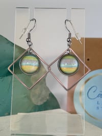 Image 2 of Fluid art diamond frame earrings
