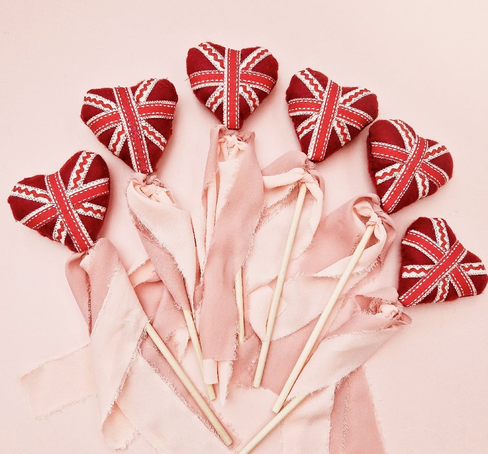 Image of Great British Union Jack Flag Heart Wand.