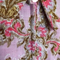 Image 4 of 1950's Pale Pink Whimsical Paisley Wiggle Dress with Peter Pan Collar Style Neck Tie