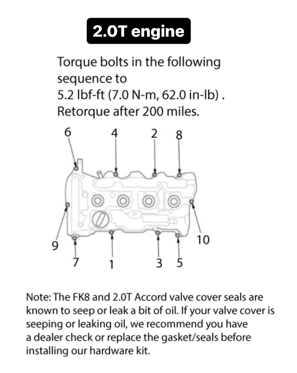 Honda Civic Type R (FK8/FL5) /Accord/civic 2.0T and 1.5T (10th gen)Titanium Valve Cover Bolt Kit
