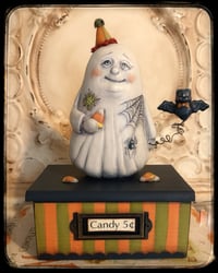 Image 1 of Ghost Candy Container Folk Art Halloween sculpture 