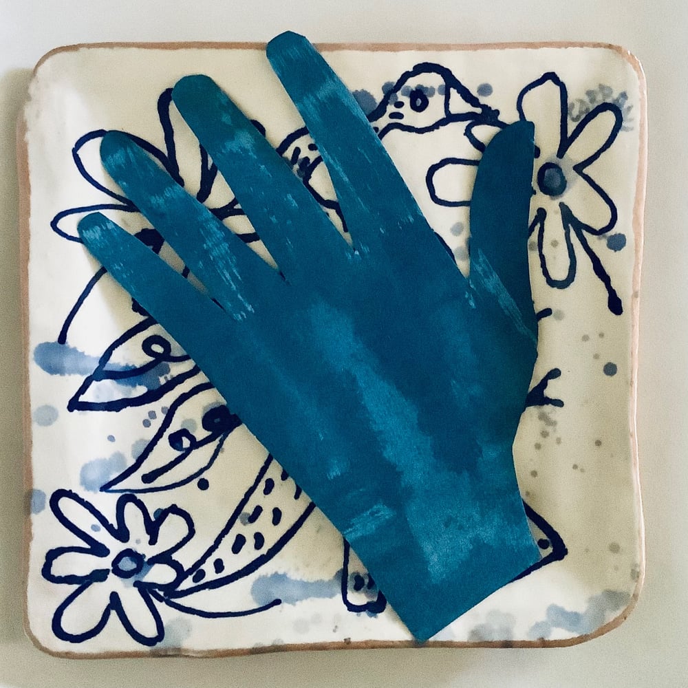 Image of Bird and Flowers Ceramic Platter