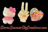 Hello Kitty/ Peace/ Multi colored Heart magnets