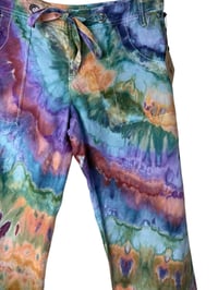 Image 4 of ♻️ UPCYCLED Ladies 12 Converse Linen/Cotton Pants in Earthy Rainbow Ice Dye