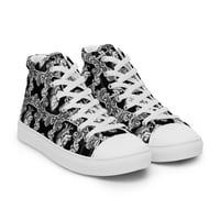 Image 5 of Antique Anatomical Heart Illustration Black/White Baroque Pattern Women’s High Top Canvas Shoes