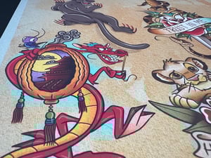 Image of Disney Inspired Traditional Tattoo Flash Sheet: D12 11x14