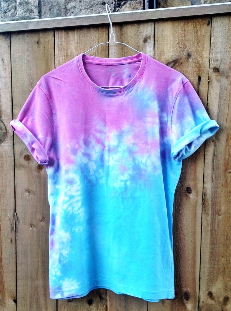 Blue And Pink Dip Dye Tie Dye Tee