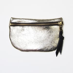 Image of Side Zipper Leather Pouch // Metallic Champagne