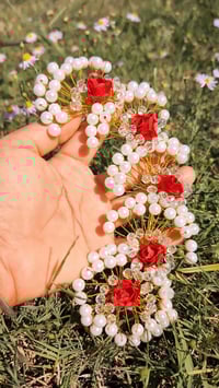 Image 2 of HG-4004-Red Rose Pearl Hair Gajara Copy