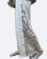 Image 2 of White Denim Jeans with Floral lace fabric